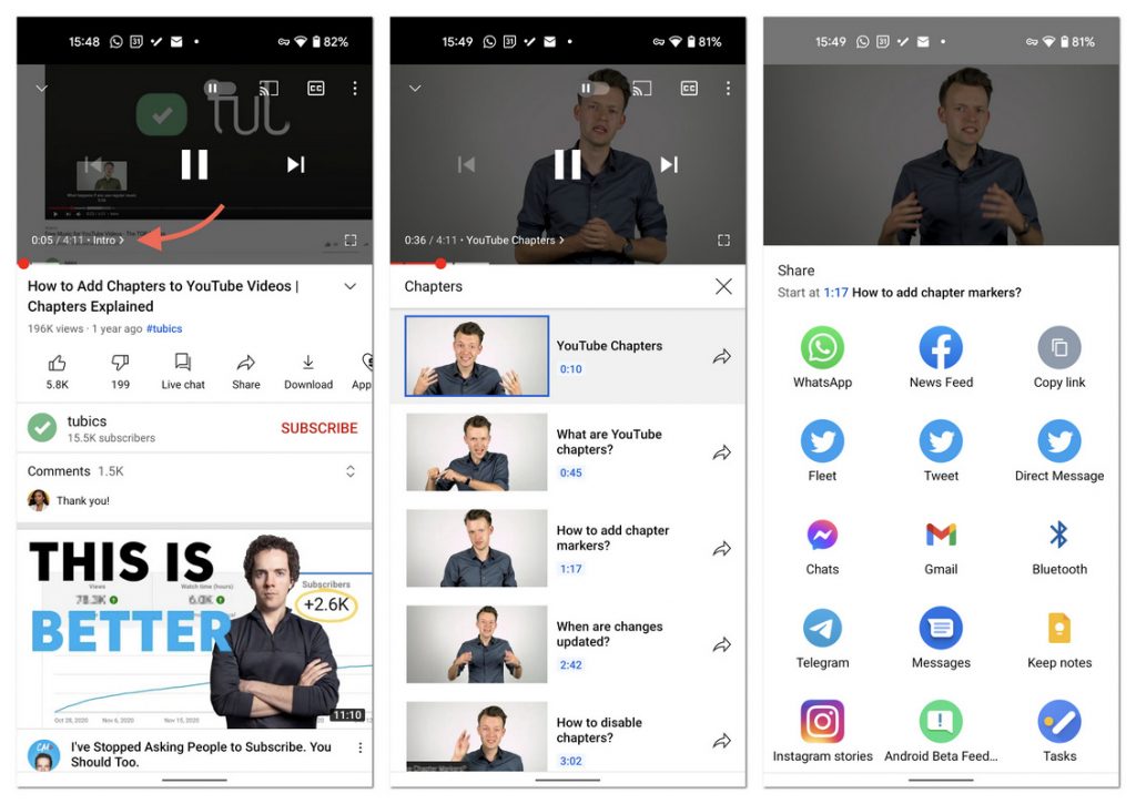 YouTube 安卓版 界面功能截图