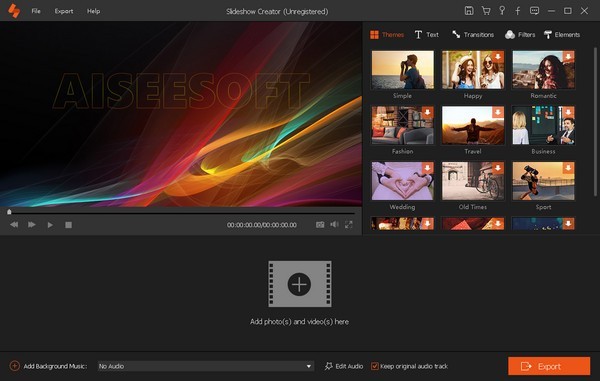 Aiseesoft Slideshow Maker 界面操作 导入照片 功能讲解
