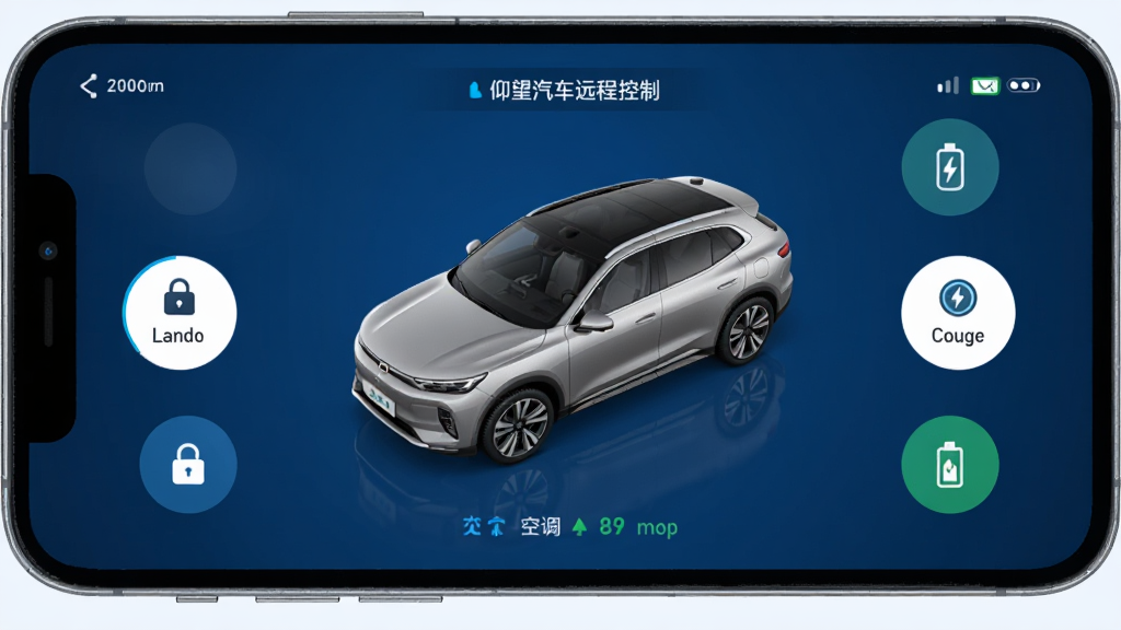 ��������Զ�̿��ƽ��棬�ֻ���Ļչʾ����3Dģ�ͣ���Χ�н������յ�������Բ�ι��ܰ�ť�����ּ�࣬�Ƽ����������Ű����룬UI��Ʒ��ϸ����ʾ����״̬�����������ɾ��޶���Ԫ��