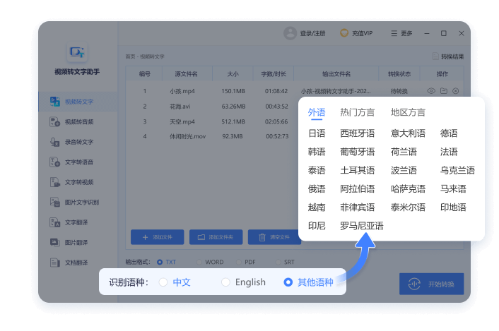视频转文字助手 安卓版 操作界面截图