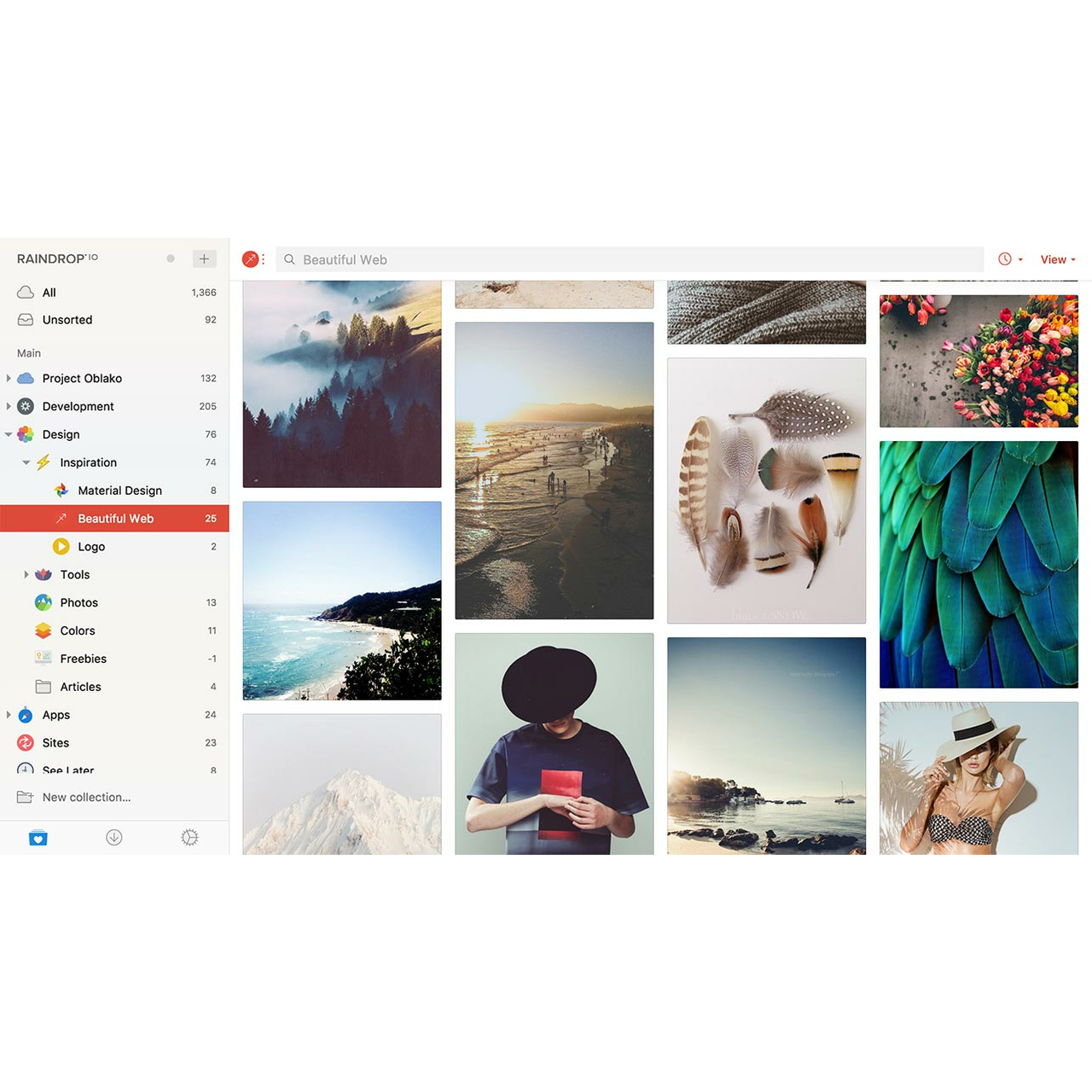 Raindrop.io 书签管理 界面 截图