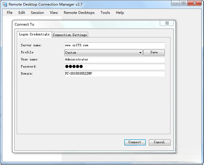 Զ���������ӹ�����Remote Desktop Connection Manager{package_version_name} ��Ự���й���