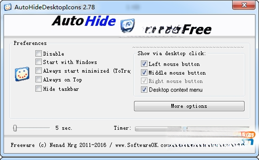 AutoHideDesktopIcons�Զ���������ͼ�����°� v5.0 + ������������