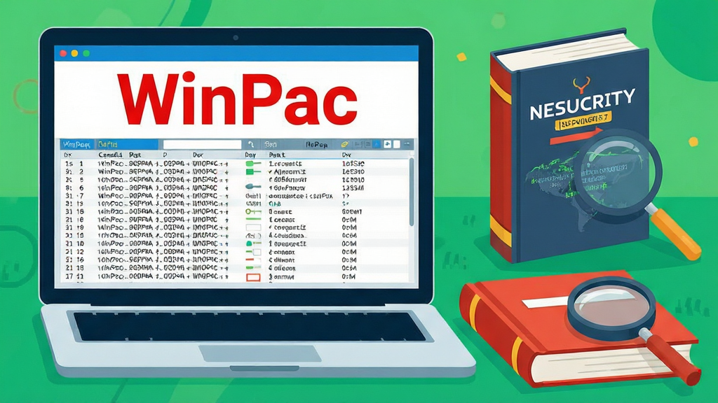 ���壺һ̨�ʼǱ�������Ļ��ʾץ���������棬�����к�ɫ����ġ�WinPcap��������Ŀ���·���һ�����ݰ��б����Ա߷���һ�����簲ȫ�鼮�ͷŴ󾵡����֣����Ϸ�Ϊ������Ļ�����·������鼮��Ŵ󾵣��γ��ȶ����ǹ�ͼ���Ű棺��Ļ�����ݰ��б���������������Ӵ֡���񣺱�ƽ���廭���ɫ��������ϸ�ڷḻ�����ʣ��߷ֱ��ʣ��޶���Ԫ�ء�