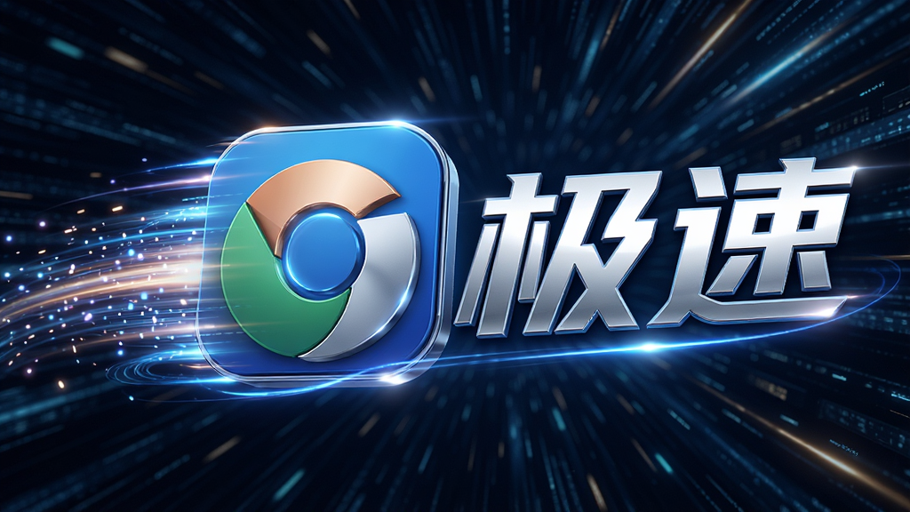 主体为行者无疆浏览器软件logo与速度线条的创意组合,背景是抽象的数字光速隧道,布局采用动态的速度感构图,排版突出