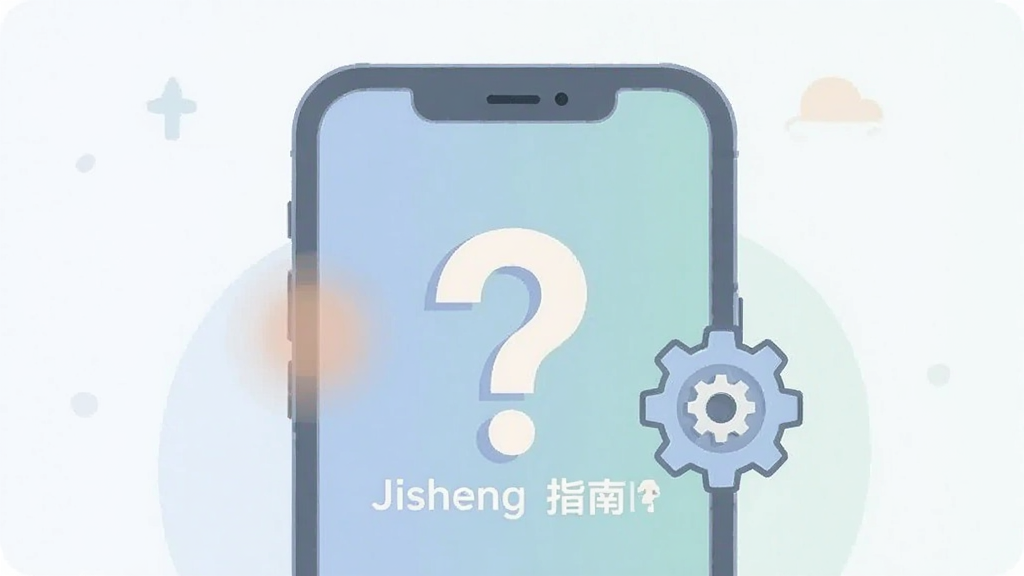 image of troubleshooting guide for Jisheng Pro, phone with question mark and settings icons, clean vector illustration, soft colors, high definition, no extra elements
