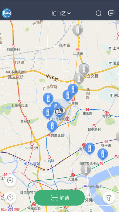 悦来电 安卓版 充电桩地图界面