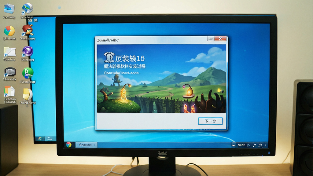 展示魔法转换软件安装过程截图,屏幕上显示安装向导界面,有“下一步”按钮,背景为桌面环境,整体光线明亮,画质清晰,无多余元素