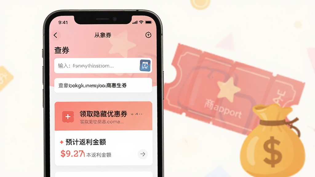 ����չʾ��������APP�ġ���ȯ�����ܽ��棬�ֻ���Ļ��������ʾ�����һ����Ʒ���ӣ��·���������ȡ�����Ż�ȯ���͡�Ԥ�Ʒ���������ʾ��Ƭ���ֻ�λ�ڻ�������ƫ���Ҳ��԰�͸���ĺ�ɫ�Ż�ȯ�ͽ�ɫǮ����Ϊ����װ�Ρ���ƽ��UI���ɫ���������£�����Ԫ�ظɾ����࣬���κζ������֡�