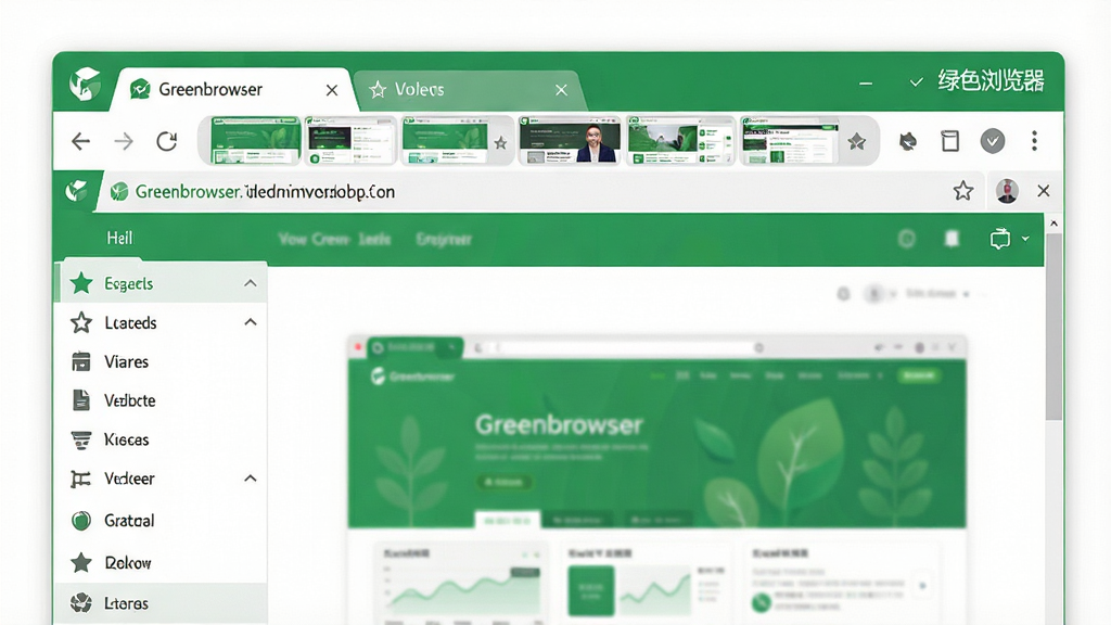 ���壺Greenbrowser����ɫ���������������չʾ�����֣�����������ھ��У���ǩ���ڶ�������ַ���·�Ϊ��ҳ�����������ɼ��ղؼ���壬�Ű棺�������������ͼ���������򣬷���ִ���ƽ����ƣ�ɫ������ɫ�Ͱ�ɫΪ��ɫ����ϸ�ڣ��������Ͻ���ʾ����ɫ���������������ǩҳ���ֶ���򿪵���վ����ͼ�����ʣ����壬�ɾ����޶���Ԫ�ء�