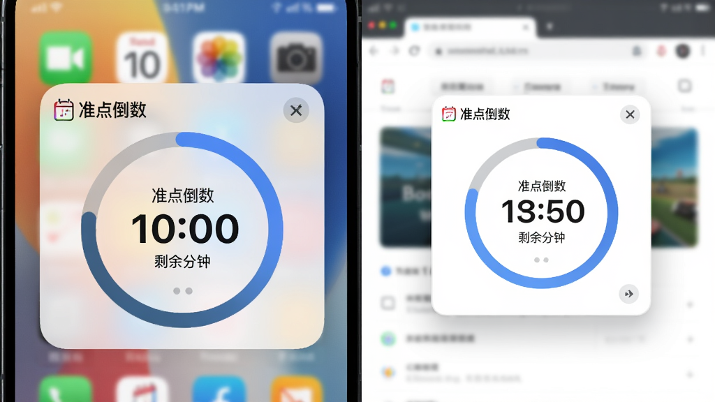 一张分屏概念图,左侧显示手机桌面,桌面上有
