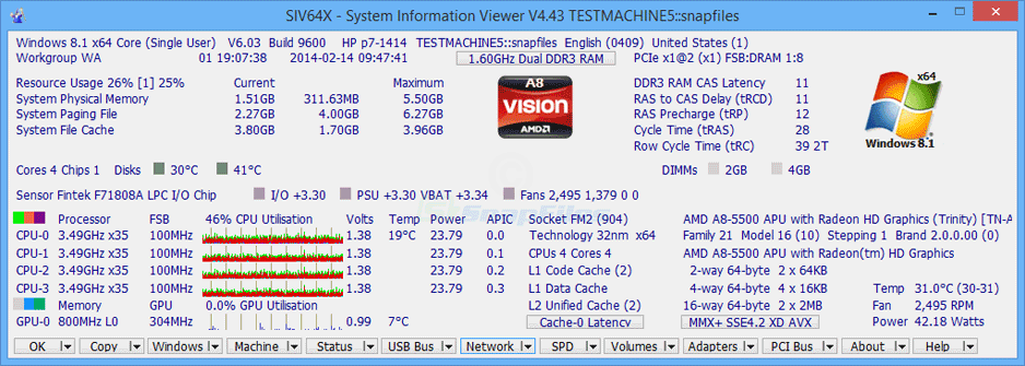 siv-system information viewer 硬件检测界面 截图
