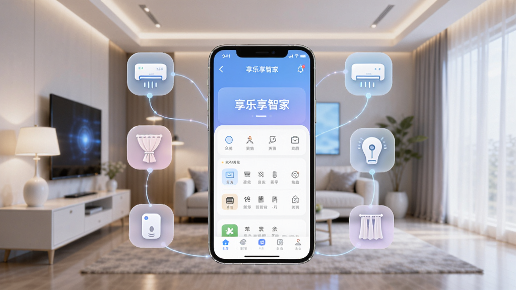 智能家居控制中心场景,手机屏幕显示
