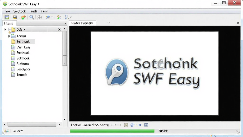 一张展示Sothink SWF Easy软件主界面的高清截图,界面布局清晰,左侧为文件列表,右侧为预览窗口,底部为转换进度条,整体风格简洁现代,画面干净明亮,突出软件名称“Sothink SWF Easy”标志,无多余元素,画质细腻