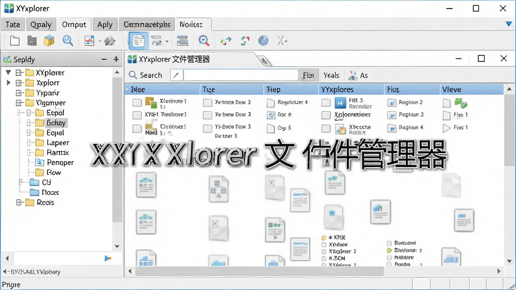 一张展示XYplorer主界面的高清截图,主体为软件界面,布局包含左侧文件夹树、右侧双窗格文件列表,顶部为标签栏与工具栏,排版清晰,风格现代简洁,细节上高亮显示标签页与搜索框,画质清晰干净,无多余元素,图片中可包含文字“XYplorer文件管理器”