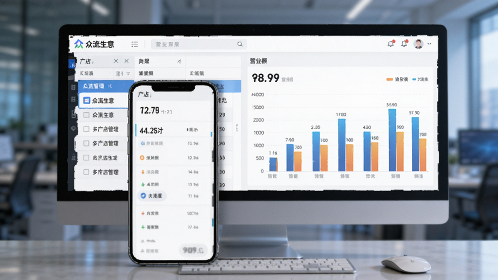 电脑与手机并排显示的界面,屏幕上是