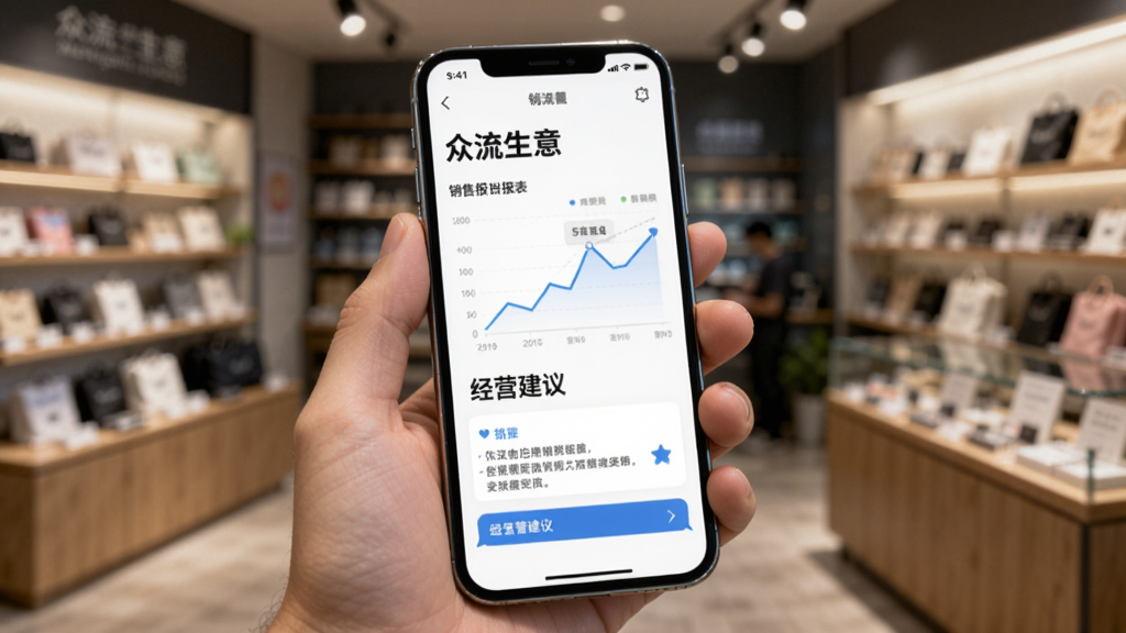 一部智能手机握在用户手中,屏幕特写显示