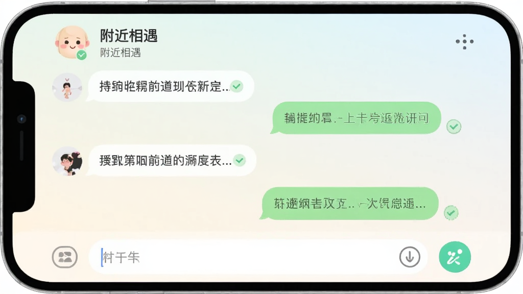 一个手机聊天界面图,背景为浅色渐变,顶部显示对方昵称和