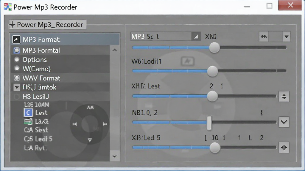 ����ΪPower Mp3 Recorder������ʽ������壬����Ϊѡ���б��뻬��ؼ��������ֱ�ۣ�ϸ����ʾMP3��WAV��ʽѡ�񣬻��ʸɾ��޶���Ԫ��