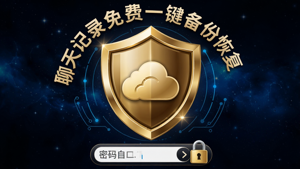 画面主体为一个金色盾牌图标中央有云朵图案,盾牌周围环绕着