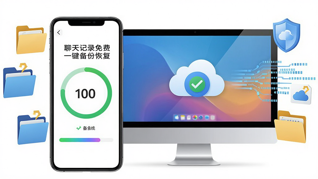 画面主体为一部手机与一台电脑并排放置,手机屏幕中显示