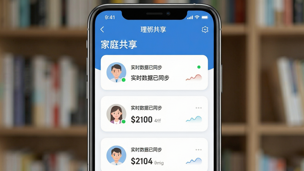 ���壺�ֻ���Ļչʾ����e����APP�ġ���ͥ���������棬ҳ����ʾ������ͥ��Ա��ͷ������԰󶨵Ľ������ݿ�Ƭ�����֣���Ļ������д��ռ�ݻ������룬�����黯Ϊ�鷿��ܡ��Ű棺UI�����ͼ����б�ʽ������������񣺱�ƽ����ƣ�������ɫ����ǿ����Ϣ�㼶��ϸ�ڣ�ͷ�����С�ʵʱ������ͬ������С�̵��ʶ����ƬԲ����͡����ʣ��������ȣ��ɾ����޶���Ԫ�ء�