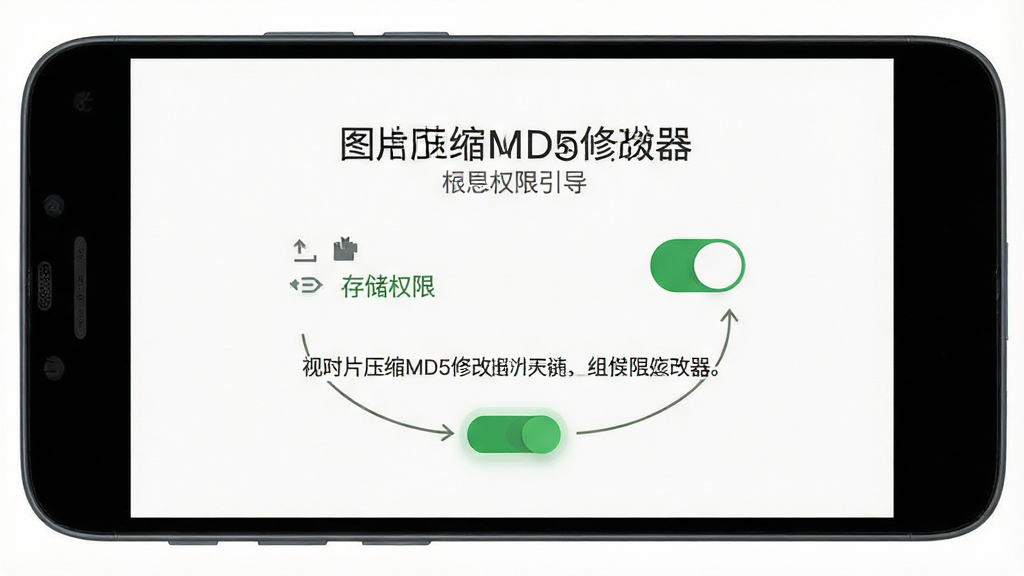 一张手机操作教程示意图,画面主体是一部安卓手机,手机屏幕上显示