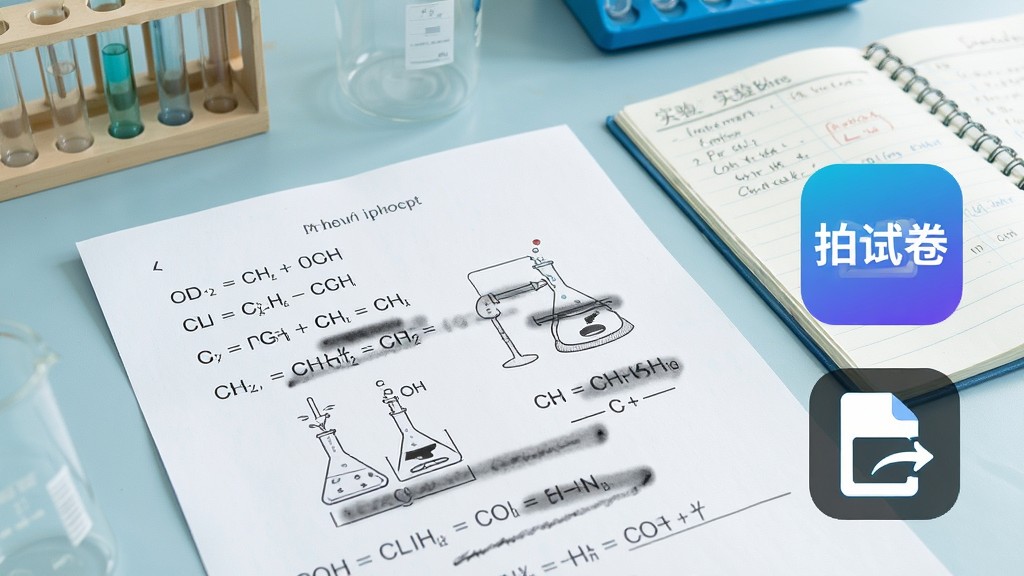 һ�Ż�ѧ�Ծ��ľֲ���д���Ծ��ϰ�����ѧ����ʽ��ʵ��װ��ͼ����д���ѱ������������Ա��С����Ծ�������logo�͸�ʽ����ͼ�꣬����Ϊʵ�������棬�������ǳɫ��ϸ�ڰ����Թܡ��ձ���ʵ���¼���������������ɾ����޶���Ԫ��