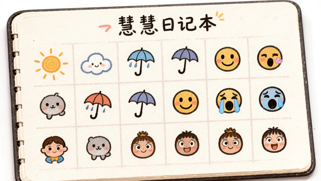 AI��ͼ�������ǻۻ��ռǱ�������ѡ����壬����Ϊ����״ͼ�����У��Ű����룬���ɰ��ֻ�磬ϸ�ڰ���̫�����ƶ䡢��ɡ��Ц����������ͼ�꣬�����������ɾ����޶���Ԫ��