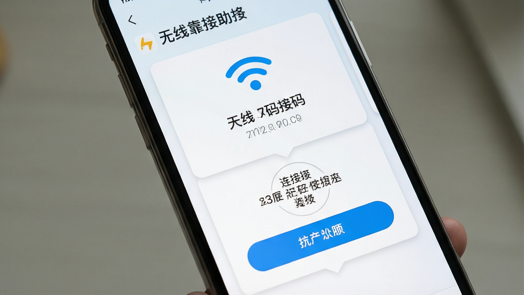 一张展示新浪靠谱助手移动端使用攻略的图片,主体为手机屏幕显示无线连接步骤,布局为上下滑动式教程卡片,排版清晰,风格为清新浅色,细节包括WiFi图标、连接码、操作按钮等,画质高清,干净无多余元素