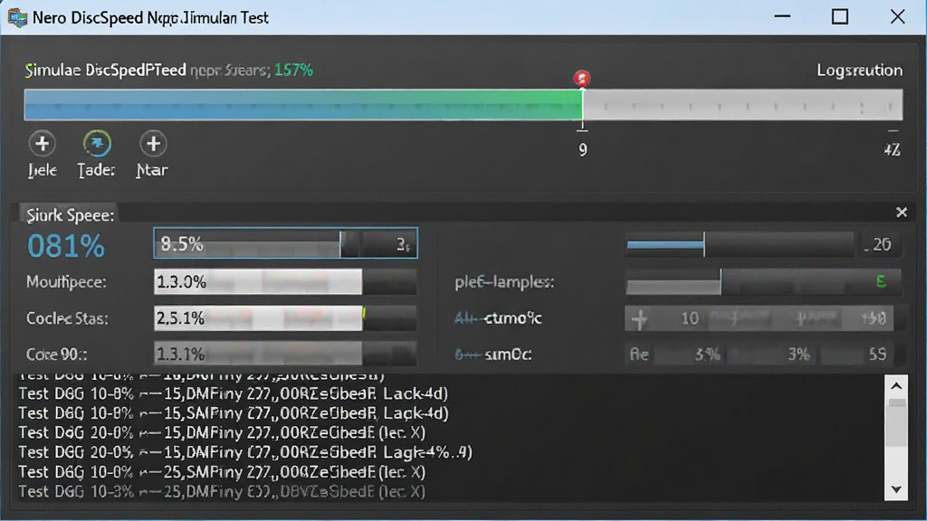 һ��չʾ Nero DiscSpeed ��¼ģ����Թ��̵�ͼƬ������Ϊ���������е�ģ���������Բ�����壬�����Ͻ�����λ���Ϸ����������λ���·����Ű�Ϊ���½ṹ�����Ϊ�Ƽ��в���������ϸ�ڰ���ģ����Ȱٷֱȡ���¼�ٶȡ�����״̬�������־�����������ɾ��޶���Ԫ�ء�