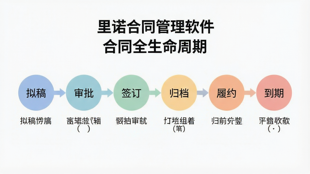 一张展示合同生命周期流程图的图片,画面从左到右依次排列着