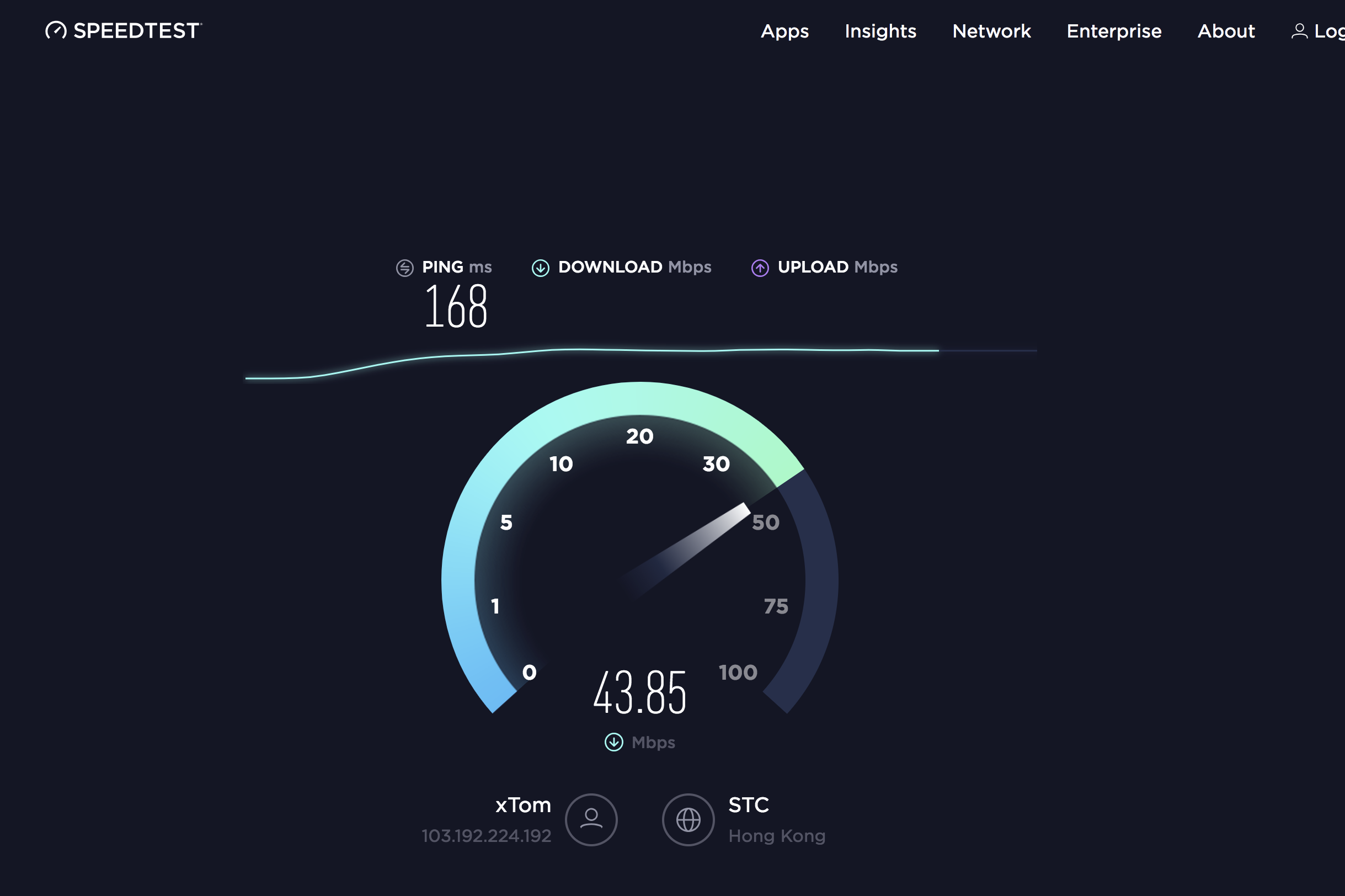 网络测速工具NetTest实测网速延迟结果分析图