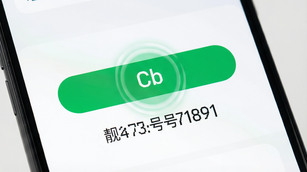 一张展示一键复制功能的操作界面图,主体是手机屏幕特写,屏幕上显示一个醒目的绿色复制按钮和已选中的靓号,布局为居中特写,风格为极简UI设计,细节包括按钮的微动效光晕和清晰的数字显示,画质为高清,干净无多余元素。