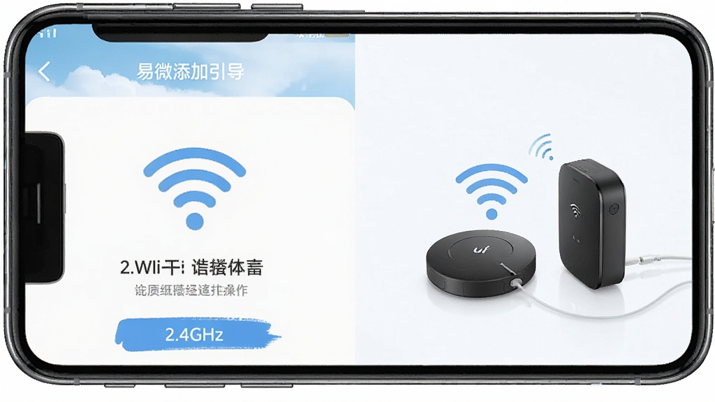 һ��չʾ��΢��App���ֲ��������ͼƬ���ֻ���Ļ����ʾ�豸��������ҳ���WiFi������ʾ����������2.4GHz WiFiͼ����ֻ������豸��ʾ�⣬��������죬ϸ�����������ʸɾ����޶���Ԫ��