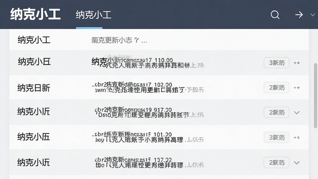 一张展示纳克小工更新日志界面的图片,画面中列出多个版本更新记录,文字清晰可读,布局为列表形式,风格为简洁商务风,细节上突出“纳克小工”版本更新内容,画质干净无多余元素