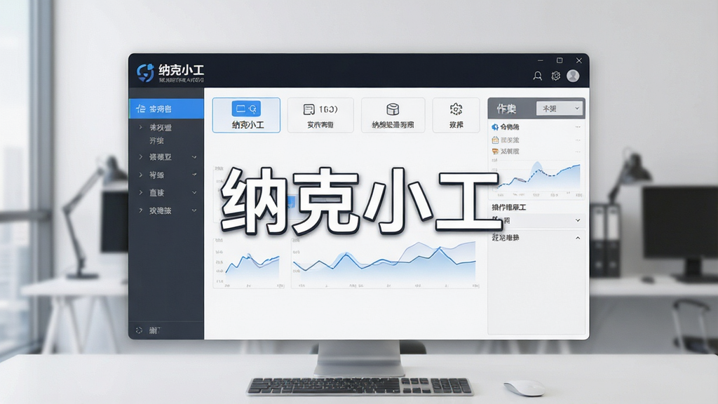 一张展示纳克小工软件主界面的全景图,画面中央是软件窗口,窗口内包含功能按钮和操作区域,布局简洁清晰,整体风格为现代简约科技风,细节上突出软件名称“纳克小工”字样,画质清晰干净,无多余元素