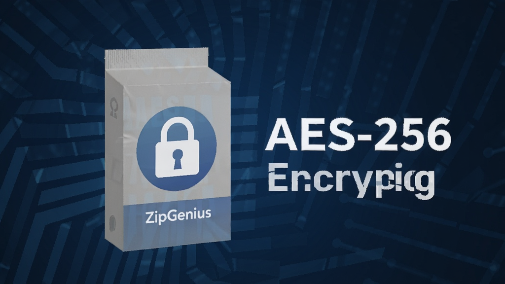 һ��չʾZipGenius���ܹ��ܵ�ʾ��ͼ������������һ����������ͼ���ѹ�������Ա���ʾAES-256��������������Ϊ����ɫ�Ƽ���񣬻����������޶���Ԫ��