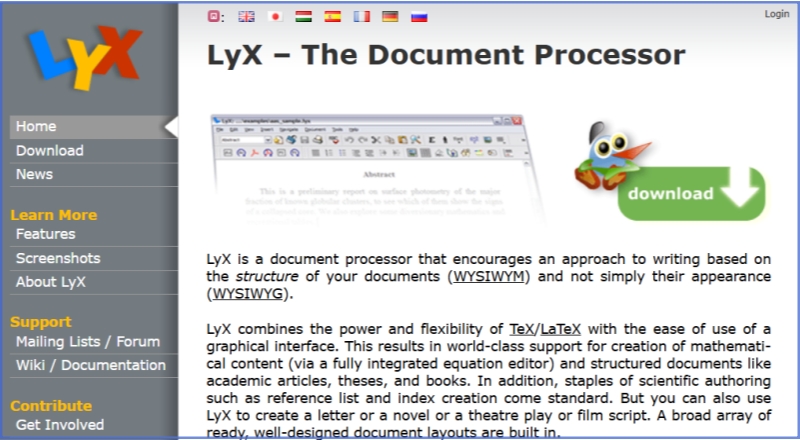 LyX 文档排版 界面截图