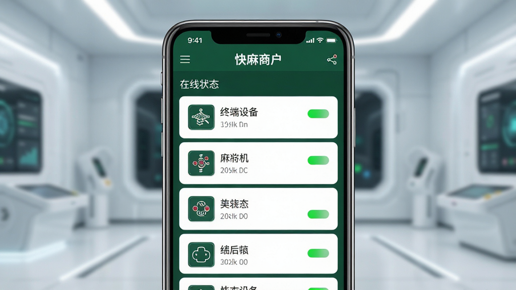 һ�š������̻����豸��ؽ���չʾͼ������Ϊһ�������ֻ�����Ļ����ʾ�豸�б�������״ָ̬ʾ�ƣ������齫�����ն��豸����Ŀ����ɫ���������ɫΪ��������Ϊ���ĿƼ��л��������Ϊ�ִ��������߷��ϸ����ͻ��״̬��ʶ���������ʸ��壬�ɾ����޶���Ԫ��