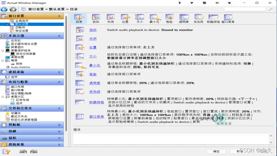 Actual Window Manager 窗口规则设置界面截图