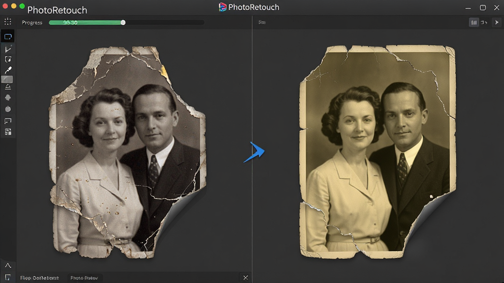 һ��չʾPhotoRetouch����Ƭ�޸����ܵ�ͼƬ��������һ�����𷺻Ƶ�����Ƭ���ڱ������޸�������Ϊ���ҶԱ���ʽ�����Ϊ����ԭͼ���Ҳ�Ϊ�޸��������Ч�����Ű���У����Ϊдʵ��¼�У�ϸ�ڰ������������ϵ��޸���������PhotoRetouch��־�����ʸ��壬�ɾ����޶���Ԫ��