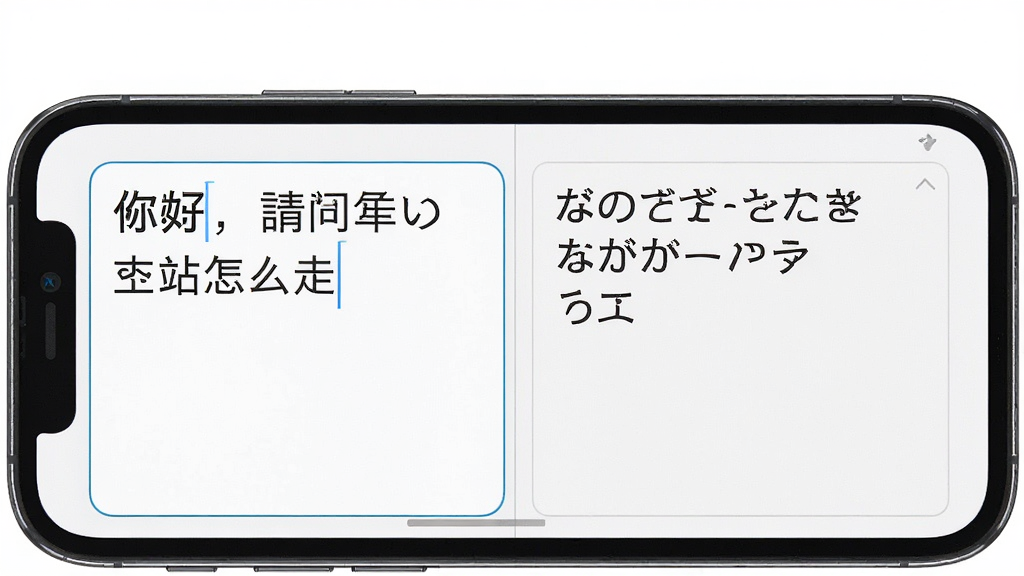 手机屏幕展示日语翻译通文本翻译功能界面,左侧输入框显示中文