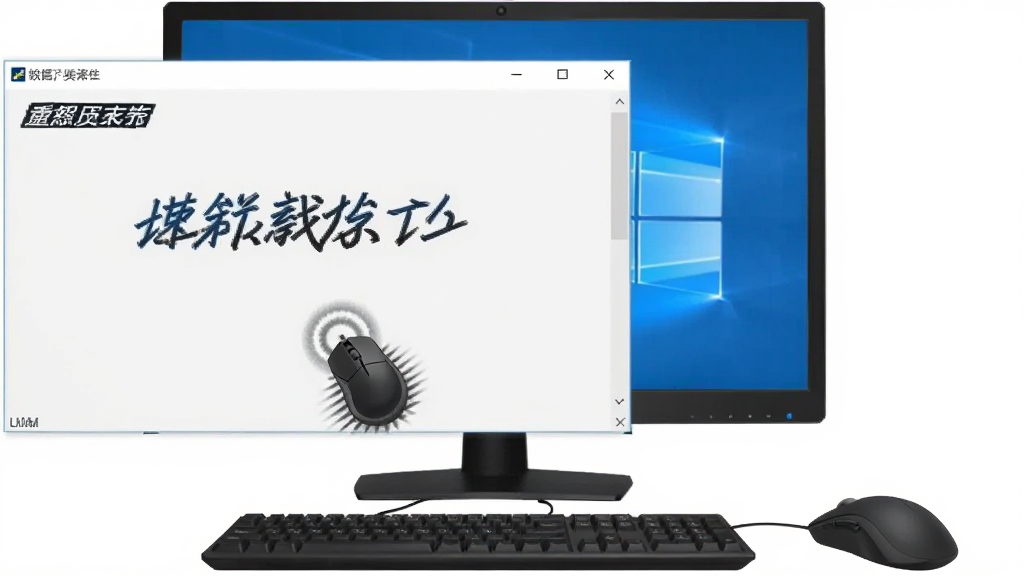 一张展示极速鼠标连点器在Windows电脑上运行状态的图片,画面中有软件窗口和鼠标点击效果示意,风格简洁,画质清晰,干净无多余元素