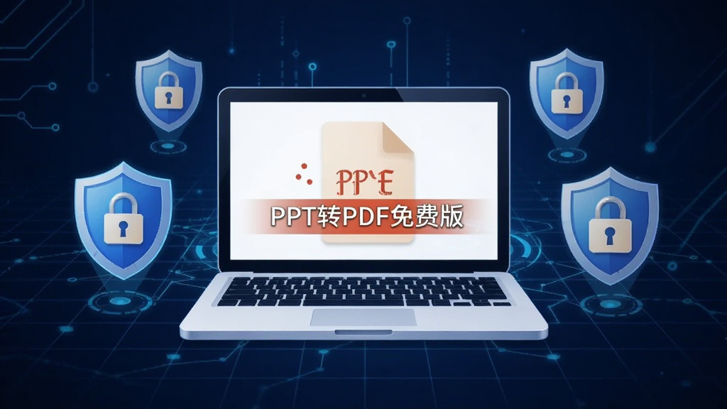 一张概念图,画面中央是一台笔记本电脑,周围有盾牌和锁的图标,表示