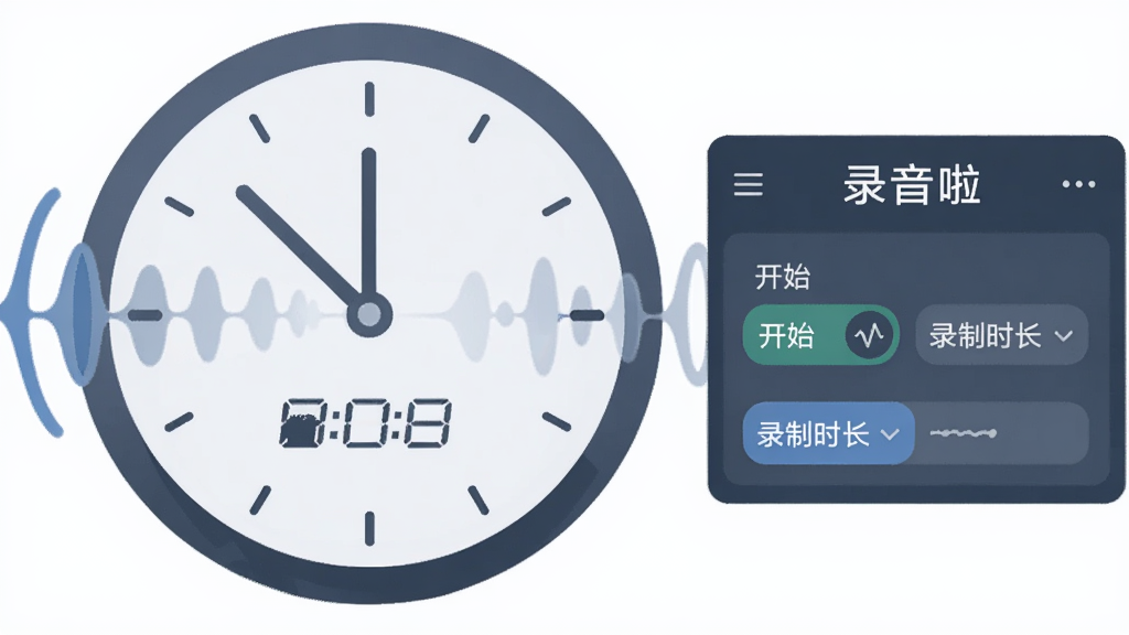 画面展示一个时钟与声波结合的创意图形,时钟指针指向设定时间,旁边是