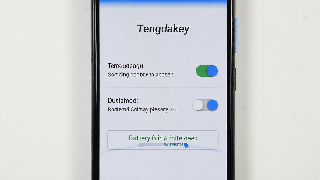 主体为安卓手机屏幕显示 Tengdakey 权限设置引导页面,布局为手机正面展示,排版为从上到下的步骤说明与开关按钮,风格为简洁明了的引导界面,细节为屏幕上有 Tengdakey 字样、无障碍服务开关、悬浮窗权限开关、电池优化白名单按钮,画质为高清干净无多余元素