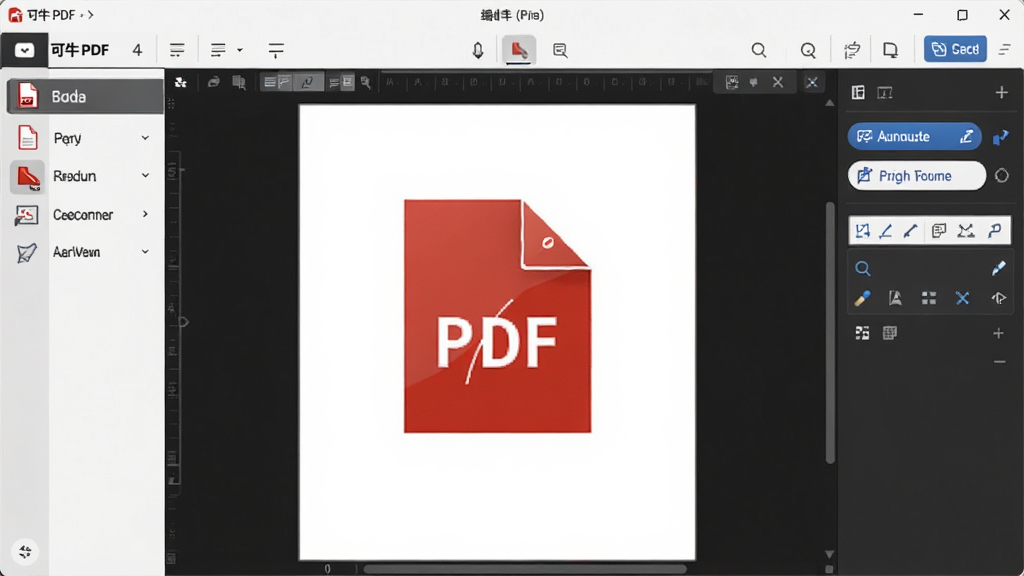 ��ţPDF����������չʾ������Ϊ������Ļ�ϴ򿪵�PDF�ĵ��༭���ڣ��������Ϊ���ܵ��������м�Ϊ�ĵ�Ԥ�������Ҳ�Ϊ�༭���������Ű��������������Ϊ�ִ���Լ�Ƽ��磬ϸ�ڰ���PDFͼ�ꡢת����ť����ע���ߣ����ʸ��壬����ɾ����޶���Ԫ��