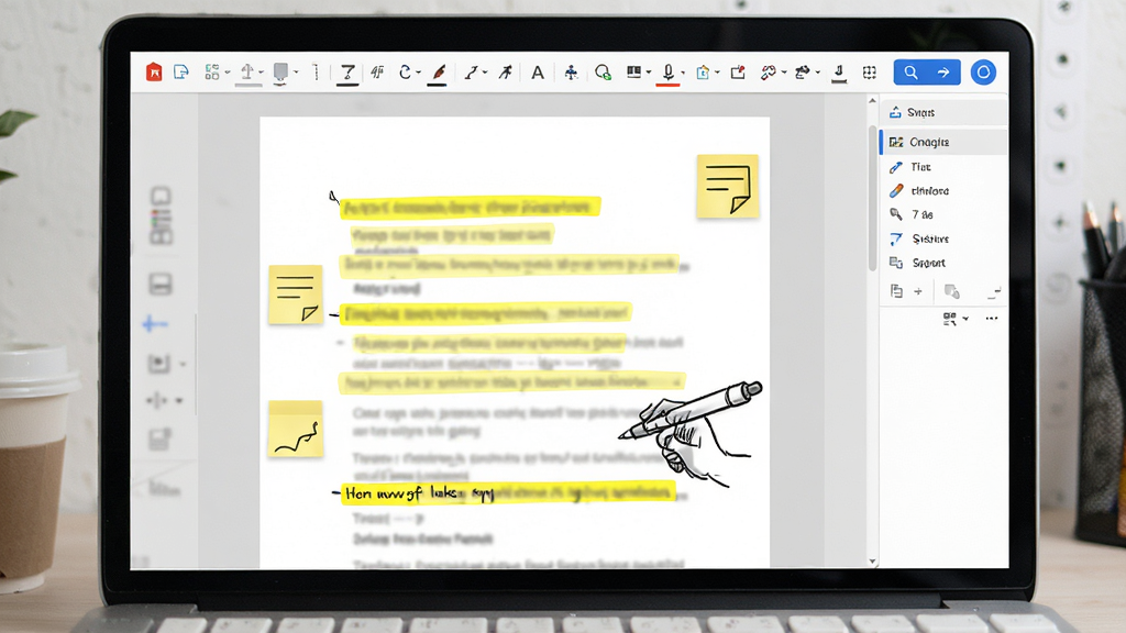 ��ţPDF�Ķ���ע����չʾ������Ϊ��Ļ�ϴ򿪵�PDF�ĵ���������ע������Ϊ�ĵ����С��������ֲ��ڶ������Ҳ࣬�Ű����࣬���Ϊ�칫ѧϰ������ϸ�ڰ�����ɫ������ǡ���ǩͼ�ꡢ�ֻ�ʼ�����������������ɾ����޶���Ԫ��