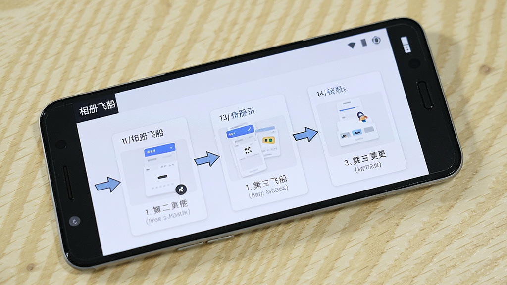 一部安卓手机放在桌面上,手机屏幕显示